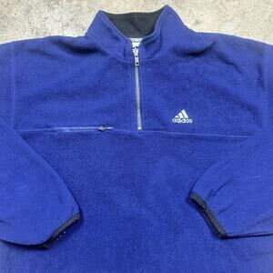 Vintage 90s Navy Blue Adidas Fleece Quarter 1/4 Zip Size L